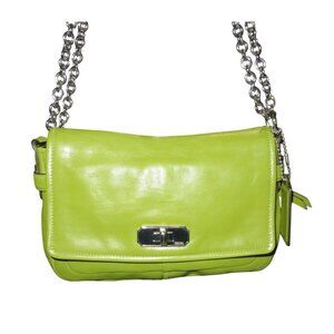 Coach 2012 Chelsea Green Smooth Leather Turn-lock Flap Adjustable Chain Handbag